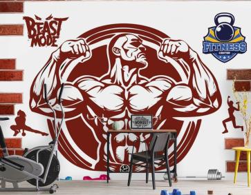 Kırık Tuğla Duvar Dambıl Gym Fitness Duvar Kağıdı