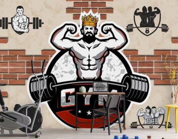 Kırık Tuğla Duvar Kral Halter Spor Salonu Duvar Kağıdı