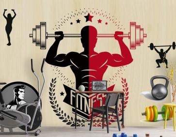Kırmızı Siyah Temalı Fitness Spor Salonu Duvar Kağıdı