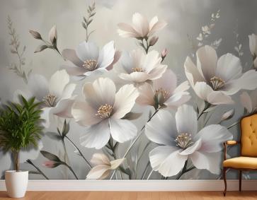 Yağlıboya Pastel Çiçek Duvar Kağıdı 