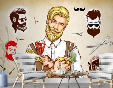 Salon Ve Berber Dükkanı 3D Duvar Kağıdı