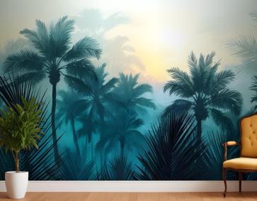 Tropikal Palmiye Ormanı Duvar Kağıdı 