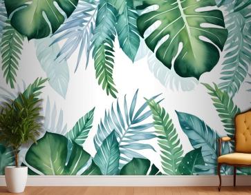 Tropikal Palmiye Yaprağı Duvar Kağıdı 