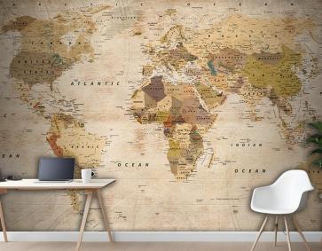 Vintage Dünya Haritası Duvar Kağıdı