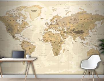 Vintage Fiziksel Dünya Haritası Duvar Kağıdı