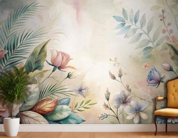 Güzel Çiçekler Duvar Kağıdı İçeren Suluboya Arka Plan