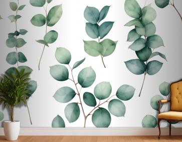 Suluboya Okaliptüs Yaprağı Duvar Kağıdı 