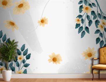 Suluboya Çiçek Arka Plan Tasarımı Duvar Kağıdı 