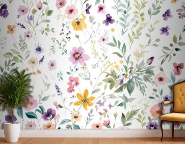 Suluboya Kır Çiçeği Duvar Kağıdı 