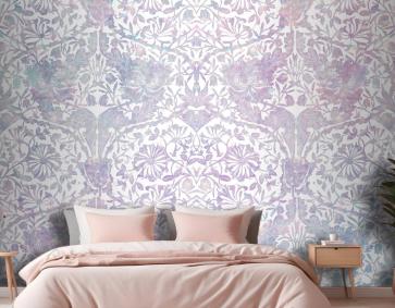 Vintage Çiçek Holografik Desenli Yatak Odası Duvar Kağıdı
