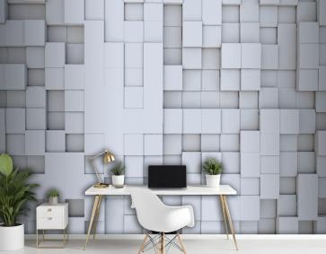 Gerçekçi 3D Kareler Geometrik Ofis Duvar Kağıdı