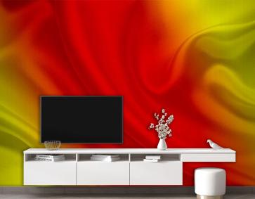 3 Boyutlu Sarı Kırmızı Duvar Kağıdı