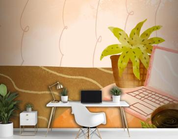 Uluslararası Kahve Günü Kutlaması Ofis Duvar Kağıdı Suluboya Arka Plan