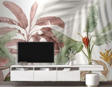 Tropikal Yapraklar Duvar Kağıdı Renkli Tropikal Ağaçlar