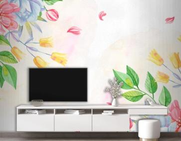 Arka Plan Pastel Renkler Suluboya Çiçekler Duvar Kağıdı