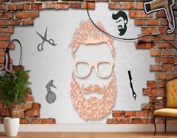 Berber Duvar Resmi Ahşap Sanatı Zarif Duvar Kağıdı