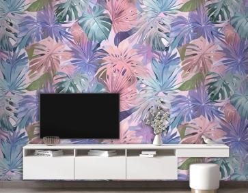 Renkli Tropikal Yaprak Duvar Kağıdı 