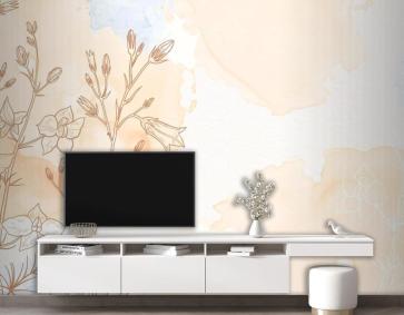 Krem Tozu Pastel Elle Çizilmiş Çiçekli Arka Plan Duvar Kağıdı