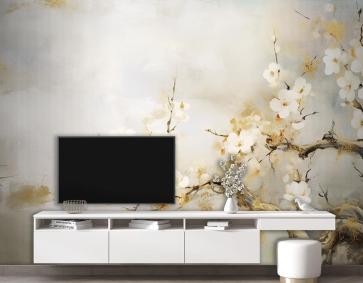 Modern Soyut Sanat Suluboya Çiçek Duvar Kağıdı 