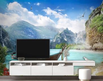 Dağların Arasında Saklı Göl Manzara Duvar Kağıdı