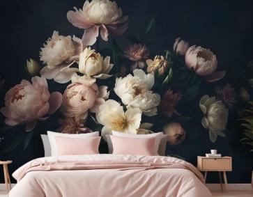 Hollanda Koyu Çiçek Yatak Odası Duvar Kağıdı