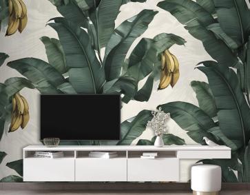 Egzotik Muz Yaprağı Desenli Duvar Kağıdı