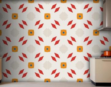 Geometrik Şekil Soyut Mutfak Duvar Kağıdı 