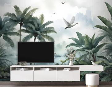 Göl Duvar Kağıdı  Ile Puslu Tropikal Orman