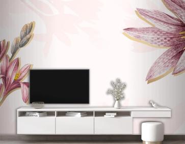 Pembe Nergis Zambağı Desen Arka Plan Duvar Kağıdı