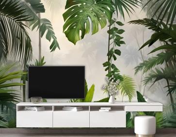 Gerçekçi Tropikal Orman Bitkileri Manzara Duvar Kağıdı 