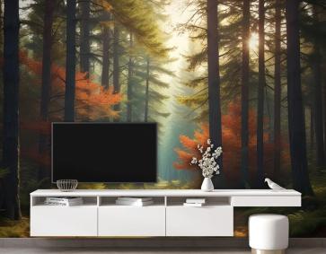 Kızıl Orman Sonbahar Duvar Kağıdı 