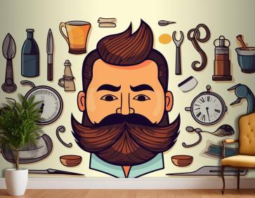 Sakallı Bir Adamın Çizimi Berber Duvar Kağıdı