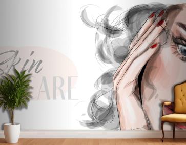 Sulu Boya Tarzı Güzellik Salonu Kadın Kuaför Duvar Kağıdı