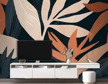 Tropikal Yeşillik Yaprakları Sanat Duvar Kağıdı 