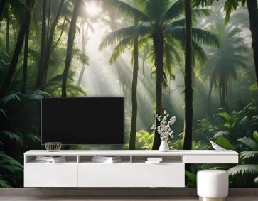 Tropikal Orman Orman Manzarası Duvar Kağıdı 