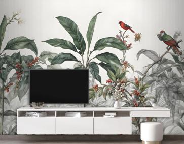 Tropikal Yapraklar Ve Meyveler Duvar Kağıdı