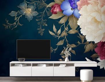 Vintage Çiçekli Sanat Duvar Kağıdı 