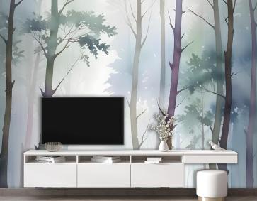 Suluboya Ağaçları Duvar Kağıdı