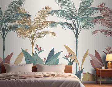Tropikal Tasarım Yatak Odası Duvar Kağıdı