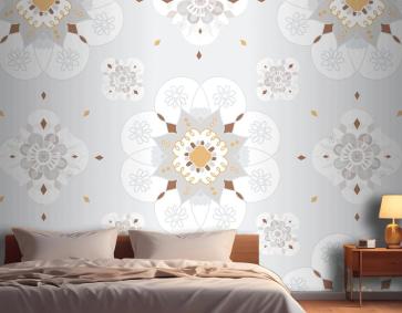 Oryantal Mandala Çiçek Desenli Yatak Odası Duvar Kağıdı