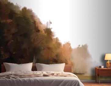 Suluboya Sonbahar Manzara Yatak Odası Duvar Kağıdı