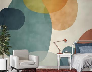 Soyut Geometrik Şekiller Boya Fırçası Sanat Duvar Kağıdı 