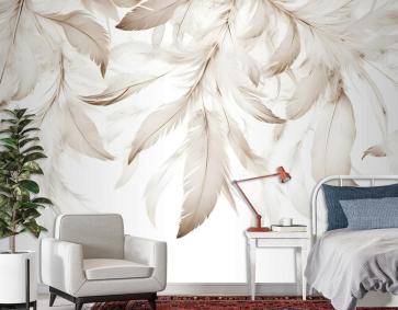 Boho Soyut Muz Yaprağı Sanat Duvar Kağıdı 