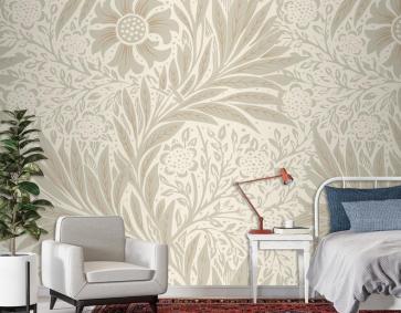 Çiçek Desenli Krem Vintage Duvar Kağıdı