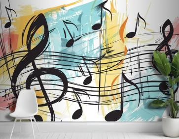 Çizgi Sanatı Müzik Notaları Duvar Kağıdı