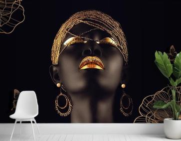 Esmer Afrikalı Kadın 3 Boyutlu Duvar Kağıdı