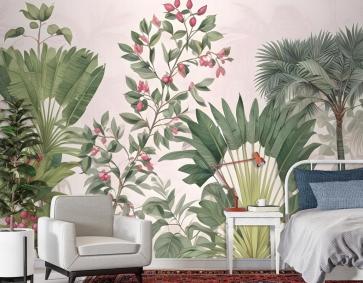 Meyveli Egzotik Yapraklar Duvar Kağıdı