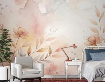 Çiçek Suluboya Siluet Arka Plan Duvar Kağıdı 