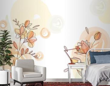 Elle Çizilmiş Çiçekler Arka Plan Duvar Kağıdı 