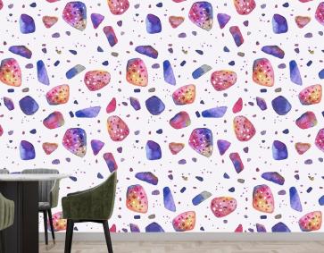 El Boyalı Renkli Terrazzo Desenli Mutfak Duvar Kağıdı